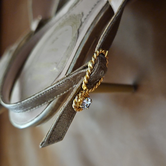 Rene Caovilla Gold Rhinestone Embellished Women's Heels 37 Used - Picture 8 of 11